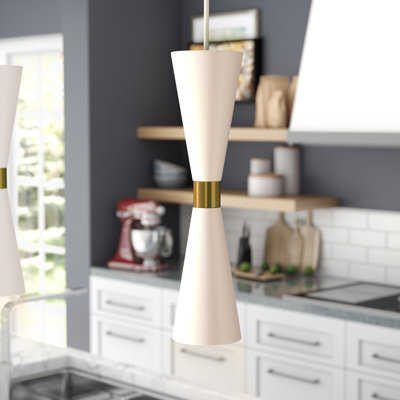 Milo 1 LT White w/ Vintage Brass Pendant Kalco