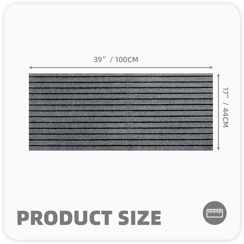 Tapis de cuisine Danyielle, Tapis de couloir 1 pi 5 po x 3 pi 3 po, Gris foncé