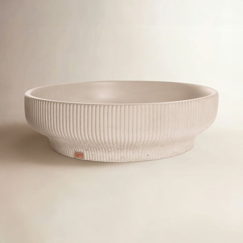 Lavabo de salle de bain vasque circulaire fait à la main Lotus, Lin beige