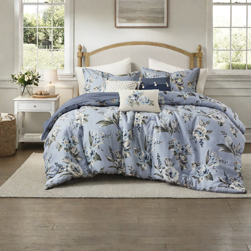 Vintage Floral King Comforter Bedding Set, Cotton Elegance For Home