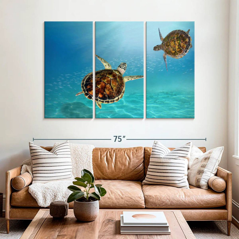 Underwater Hawksbill Turtles, 42" H x 65" W