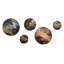 Abstrait or et constellation noire I - collage abstrait, collage abstrait, ensemble d'art mural rond de 5