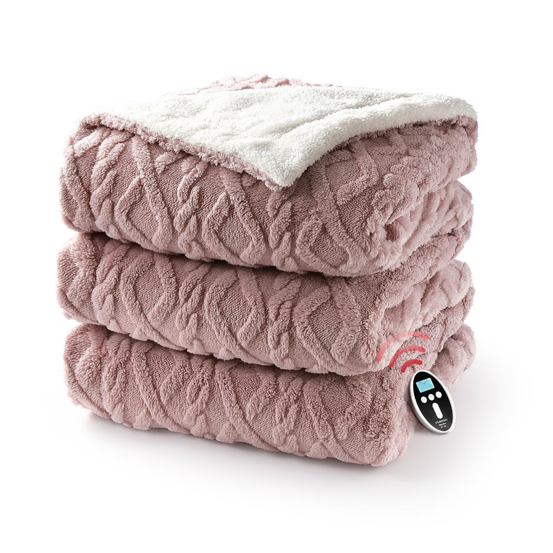 Heated Throw Blanket, 254cm L x 228.6cm W, Pink