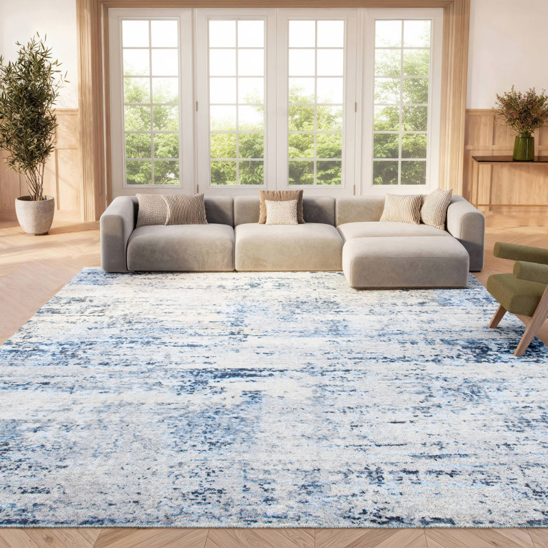 Tapis abstrait Grandview 700 Performance, Navy/Ivory, Rectangulaire 8 pi x 10 pi