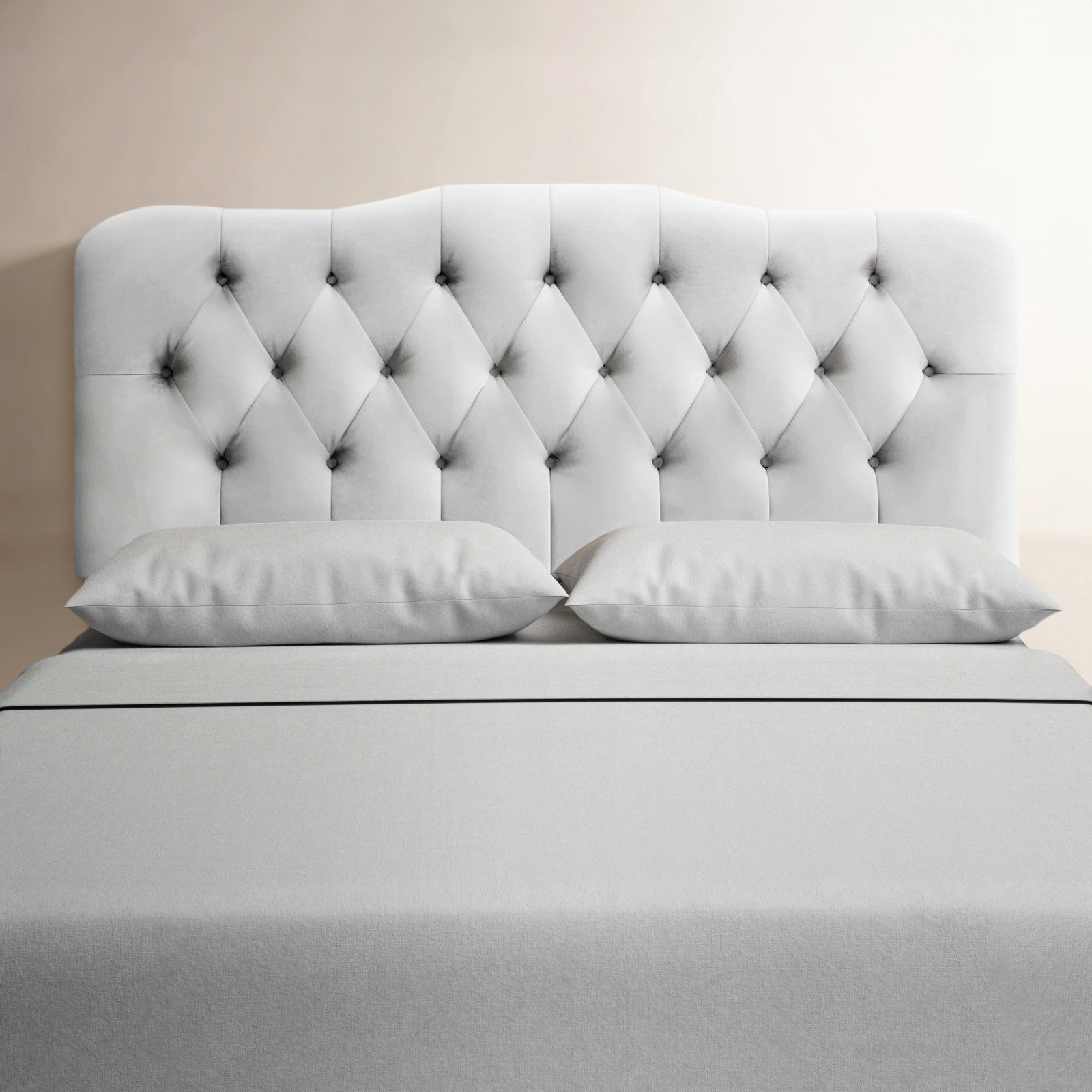 Rodan Headboard, Queen, Classic White Velvet