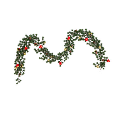 6ft. Artificial Pre-Lit Christmas Garland with 40 LED Lights and Ornaments