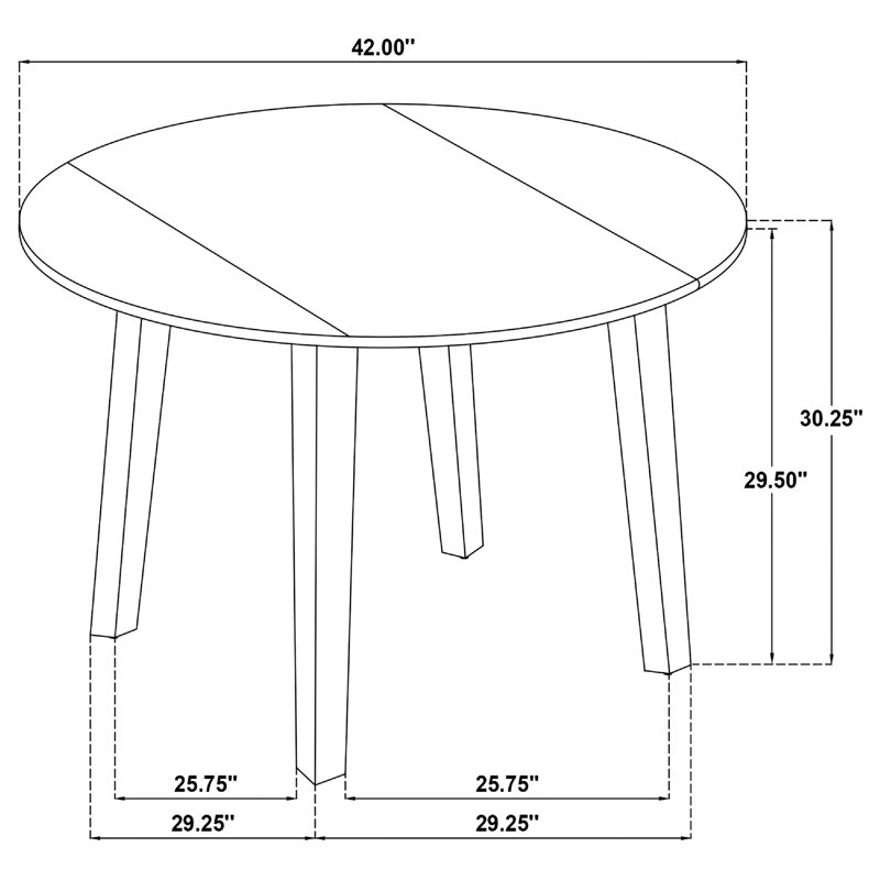 Baron 5pc Round Dining Table Set with 4 Chairs, 2 Drop Leaves, Brown