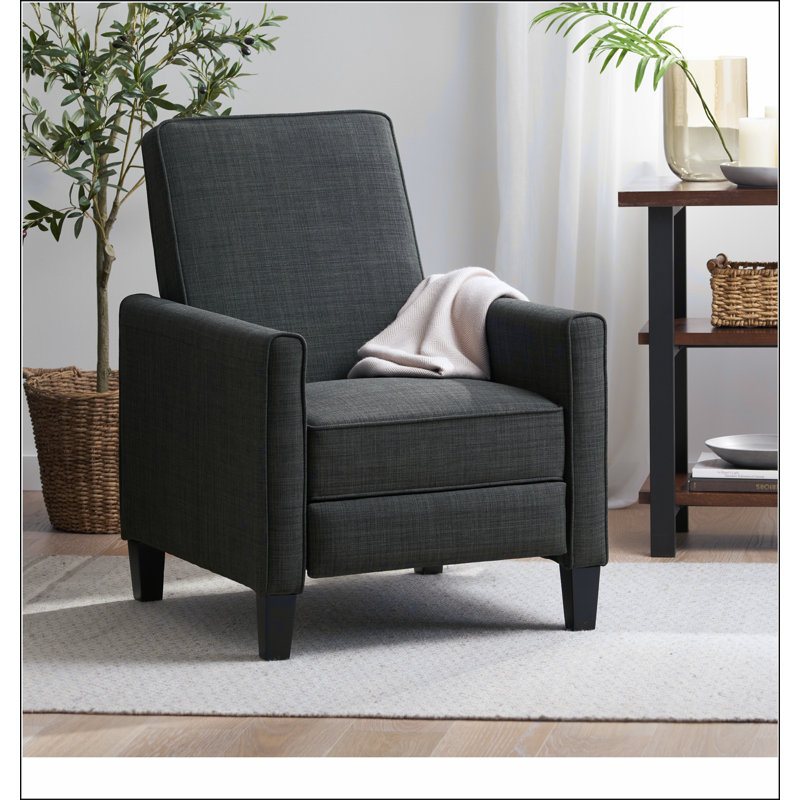 Linen Manual Push Back Recliner Chair, Gray