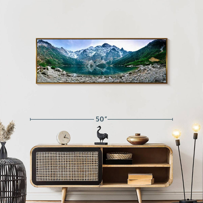 Lac Morskie Oko, 46 po x 16 po, Cadre flottant doré