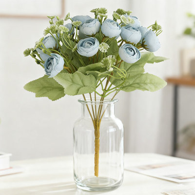 5 Pieces Silk Artificial Hydrangea Bouquets, Realistic Faux Flower Bunches, Versatile Floral Decor for Indoor Outdoor Space, Wedding Party Table Centerpieces & DIY Floral Arrangements, Blue