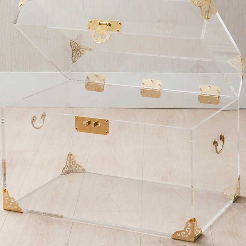 Ciao Bella Clear Acrylic Accent Trunk, Rustic Brass