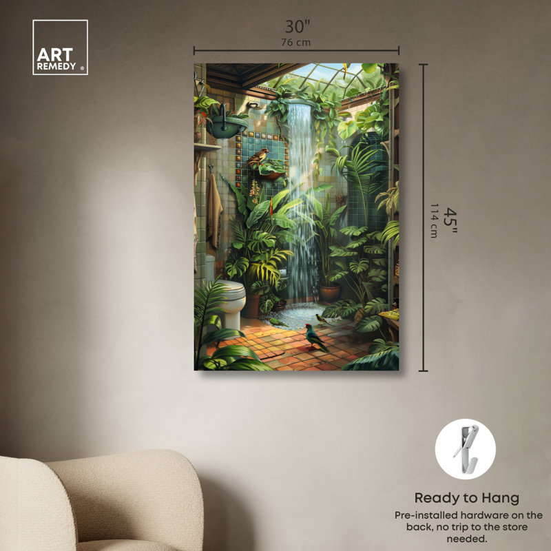 Art de la salle de bain Waterfall, Toile tendue, H 45 po x l 30 po