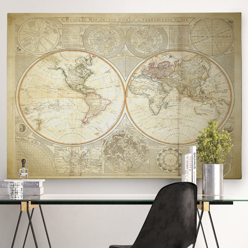 " Vintage World Map II ", 24" H x 32" W x 1.5" D