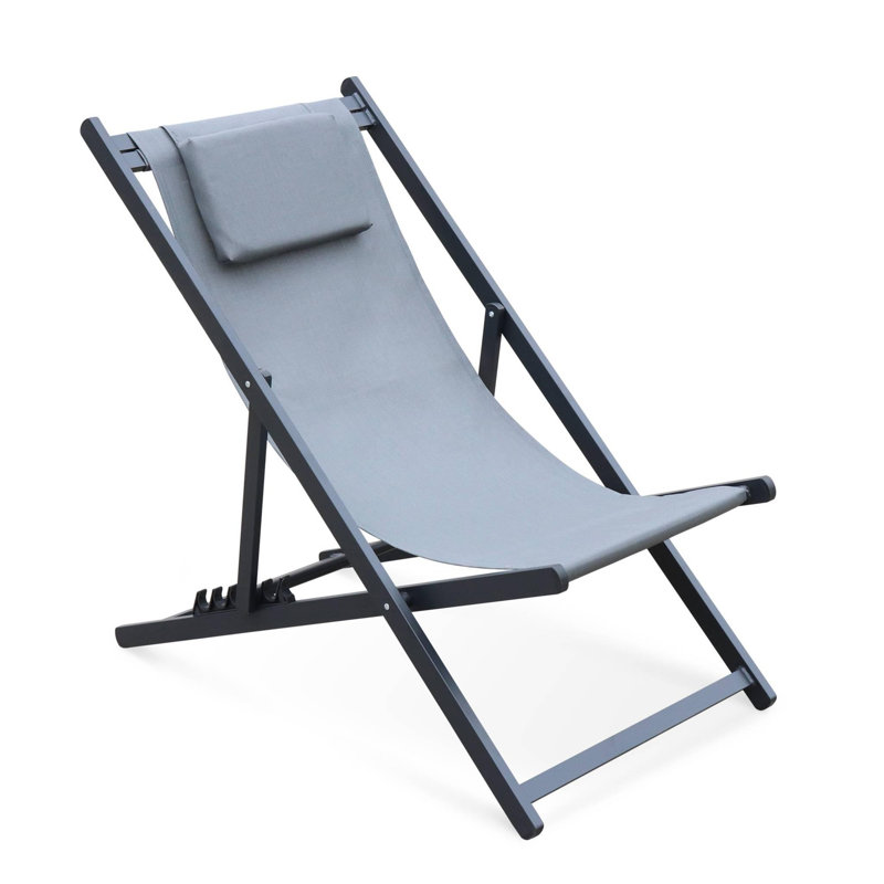 Dalrymple Folding Deck Chair, Black/Grey