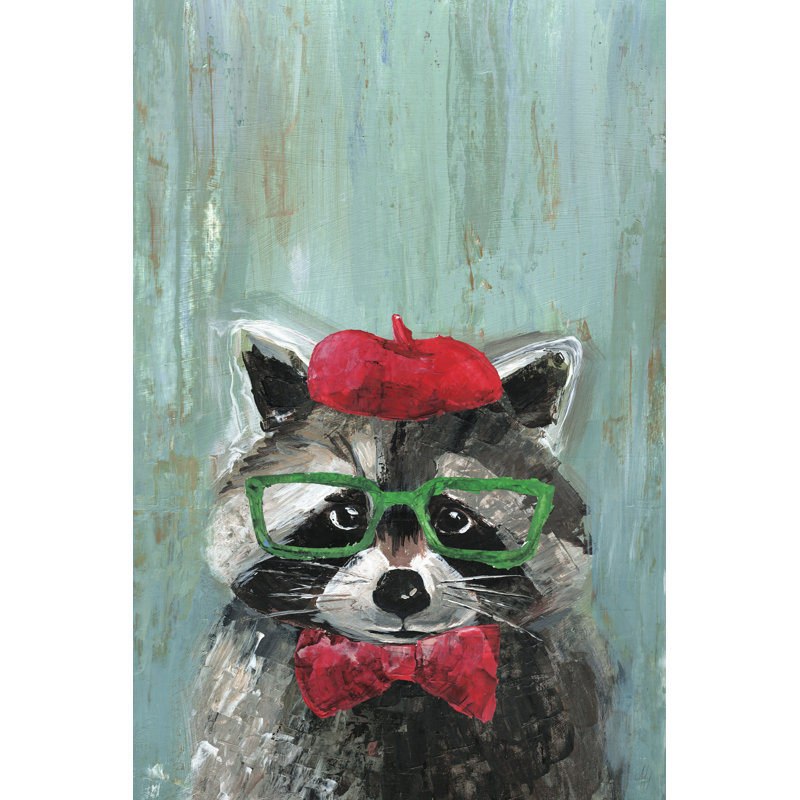 «Raccoon the Painter», reproduction d'art sur toile tendue, H 45 po x l 30 po x P 1,5 po