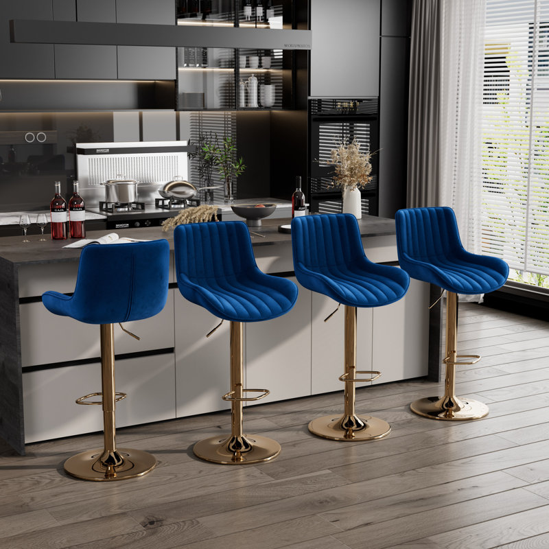 Ensemble de tabourets de bar, tabourets de bar pivotants à hauteur réglable avec dossier, chaise de bar rembourrée en velours avec repose-pieds, tabouret d'îlot de cuisine sans accoudoirs pour îlot de cuisine, pub, café