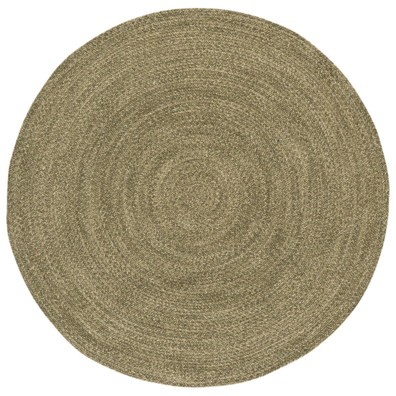 Braided Hand Woven No Pattern Indoor Rug, 5'-0" x 5'-0" Round