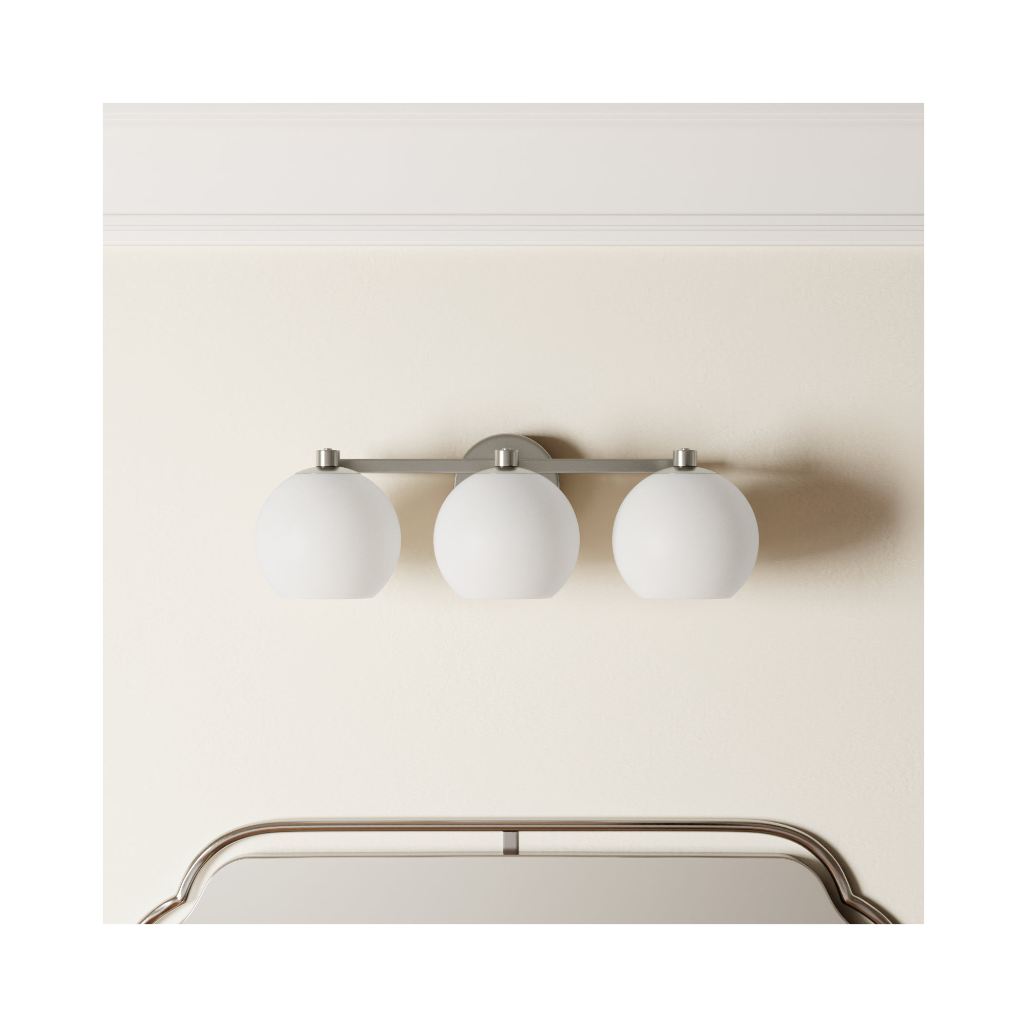 Ansley 3 Light Frosted Dimmable Vanity Light, Brushed Nickel