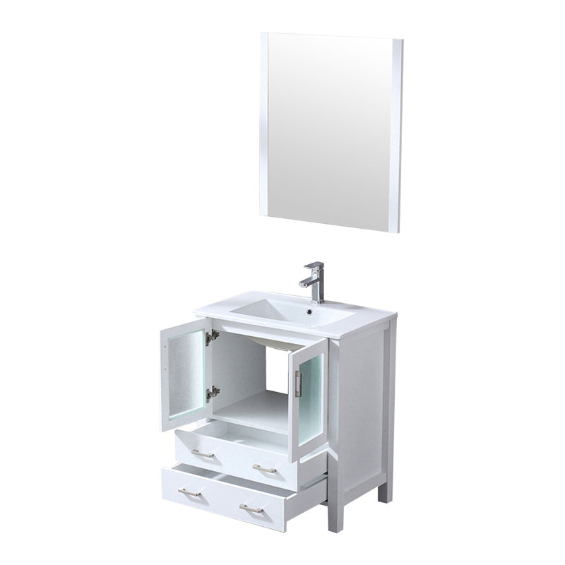 Meuble-lavabo de salle de bain 30 po X P 18,25 po D, plateau en céramique, ensemble de robinet et Miroir