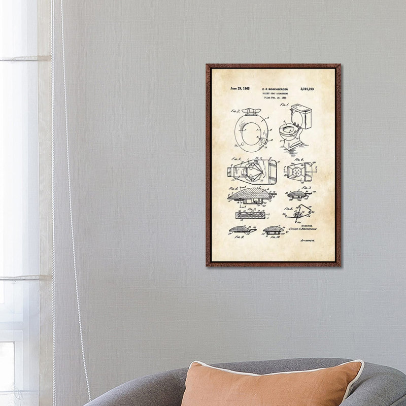 Toilet Seat 1 Piece Floater Frame Wall Art on Canvas, 66.04 cm H x 45.72 cm W, Classic Wood