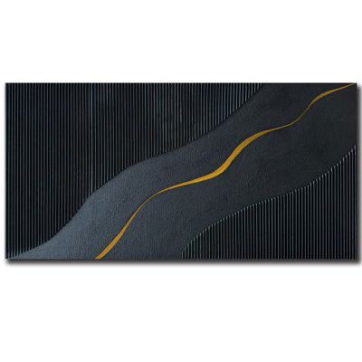 Peinture à l'huile peinte à la main en noir et doré