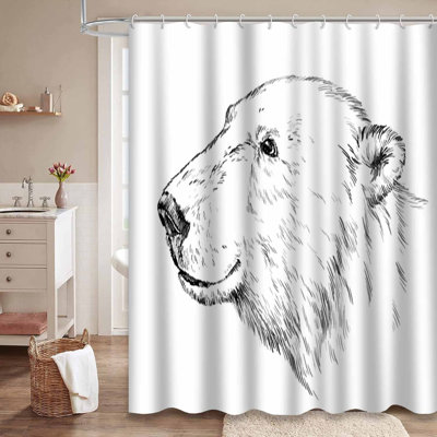Rideau de douche avec 12 crochets Black Bear Animal
