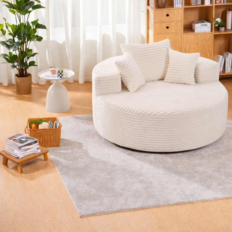 Chaise d'appoint moderne moelleuse, revêtement en velours côtelé, conception peu encombrante pour le salon