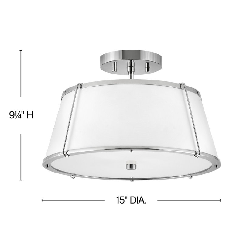 Clarke Medium Semi-Flush Mount, Polished Nickel, White