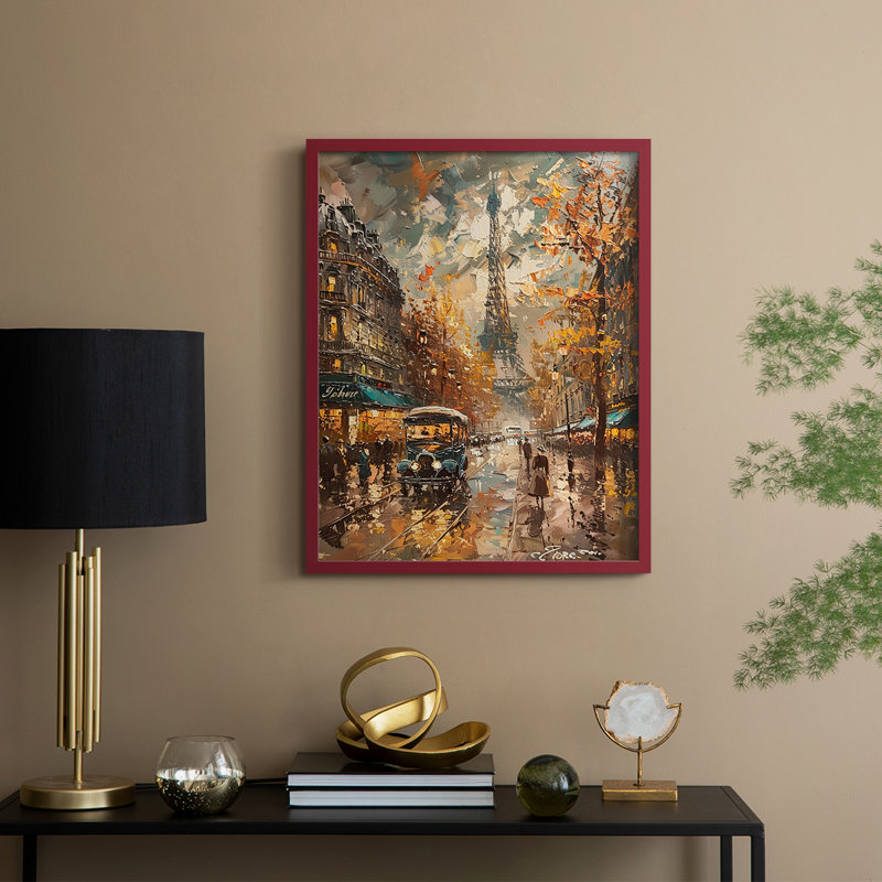 LANDSCAPES Series CCCLVII Framed Print - Solid Wood, Red, 30" H x 24" W