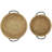 Mafalda Wooden Coiled Oval Decor Brown Tray with Black Metal Handles Set-1882662488