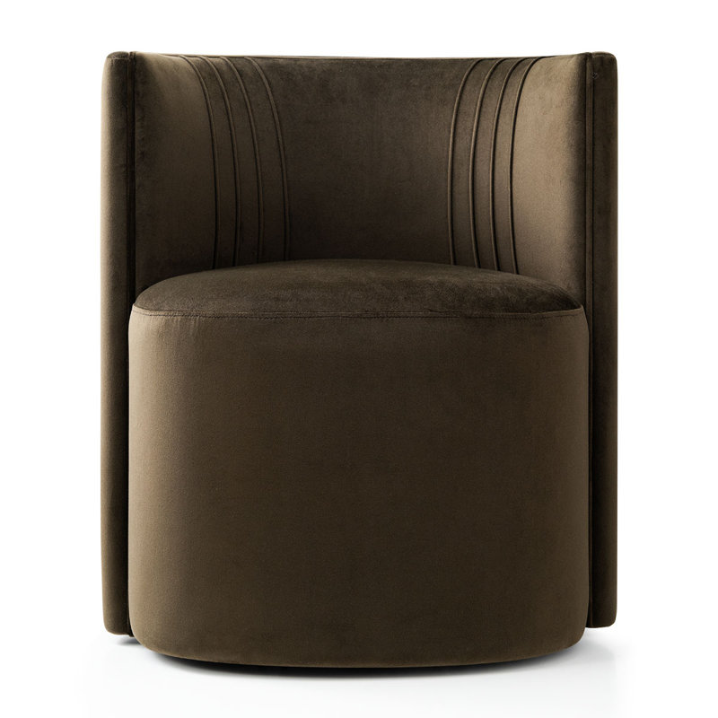 Fauteuil en velours avec roulettes, Chocolat / Brun