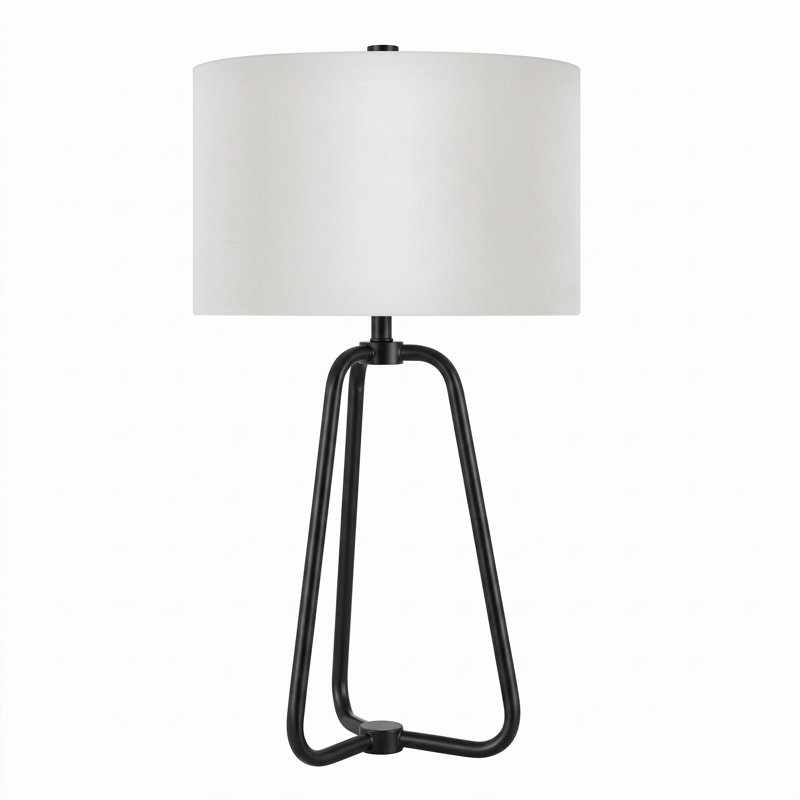 Gio 25.5" Tall Table Lamp with Fabric Shade in Blackened Bronze/White, Blackened Bronze
