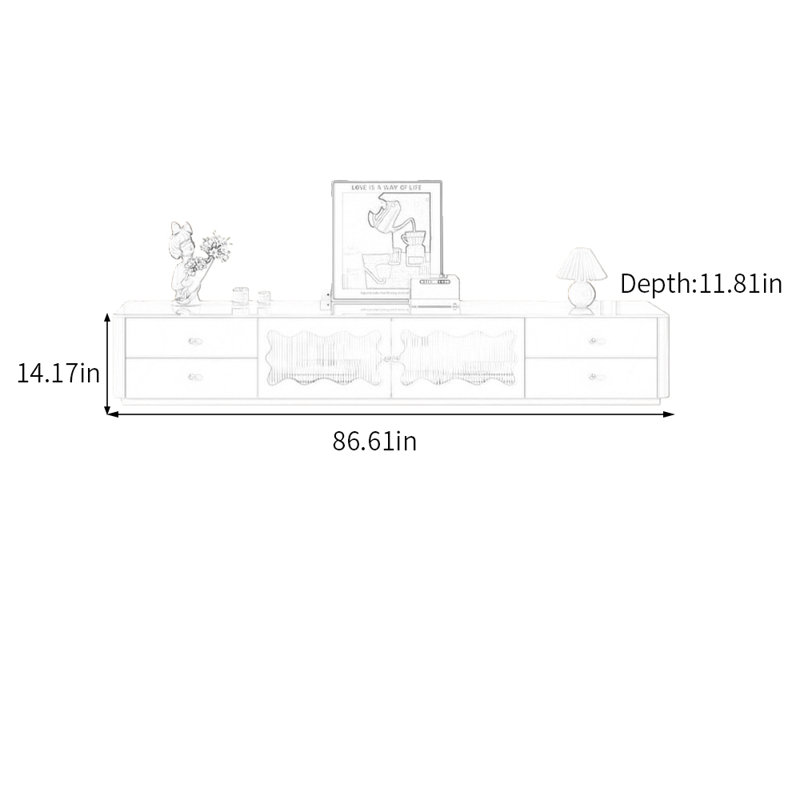 Meuble télé Luxury Minimalist Storage, 14,17 po H x 86,61 po L x 11,81 po l