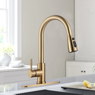 Kitchen Faucet With Sprayer, Stainless Steel High Arc Single Handle Sink Faucet, Suitable For 1 Hole Or 3 Holes.