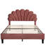 Lit double tapissier en velours double - rouge pâte de haricots, tête de lit artistique, structure en bois massif, pas de fondation nécessaire, tête de lit à motif floral à assemblage partiel, fabrication robuste, confort supplémentaire-957524826-957524828