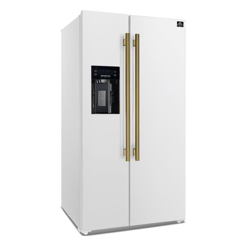 Forno Salerno 36-inch Side-by-Side 20 cu.ft Refrigerator with External Ice & Water Dispenser, White