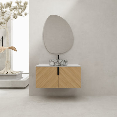Meuble-lavabo de salle de bain - Contreplaqué 36 po - 1 pièce - Chêne