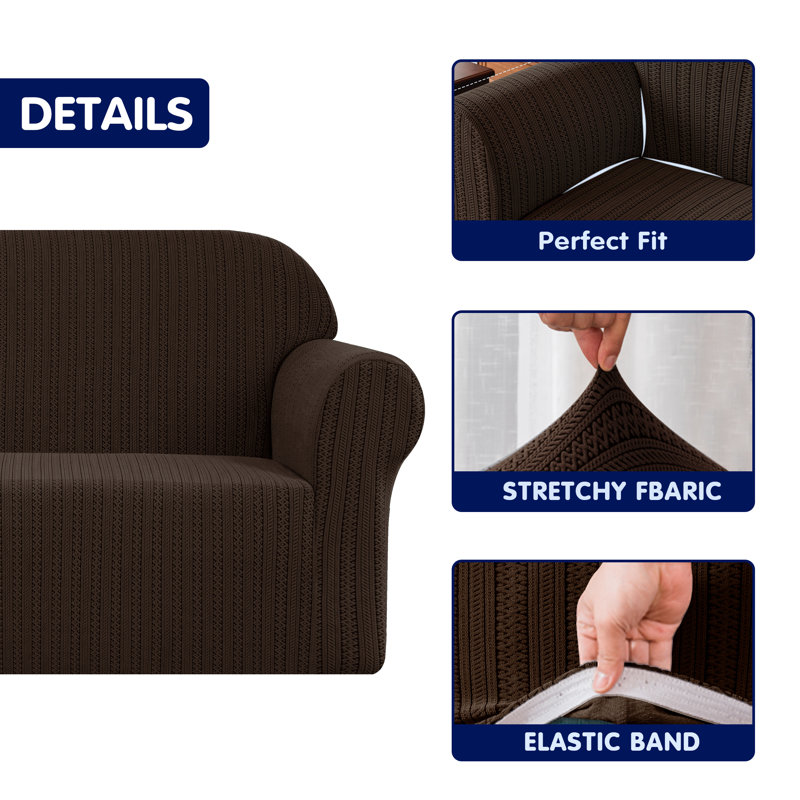 Box Cushion Loveseat Slipcover, Chocolate