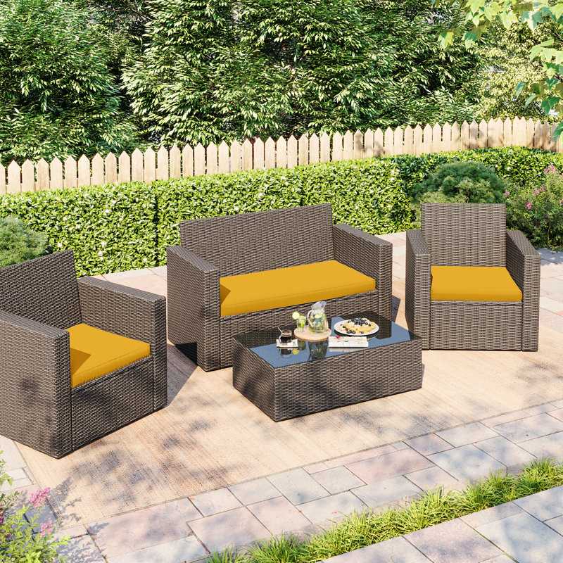 Outdoor Seat Cushions 3” Replacement Cushions Set, Yellow