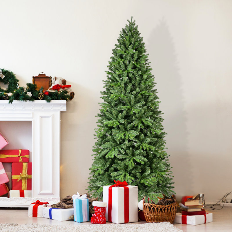 Arbre de Noël de 5 pi avec 756 pointes de texture réalistes et 250 lumières à DEL chaleureuses réparties uniformément, + pe, branches à charnières pour une installation rapide, support en métal robuste