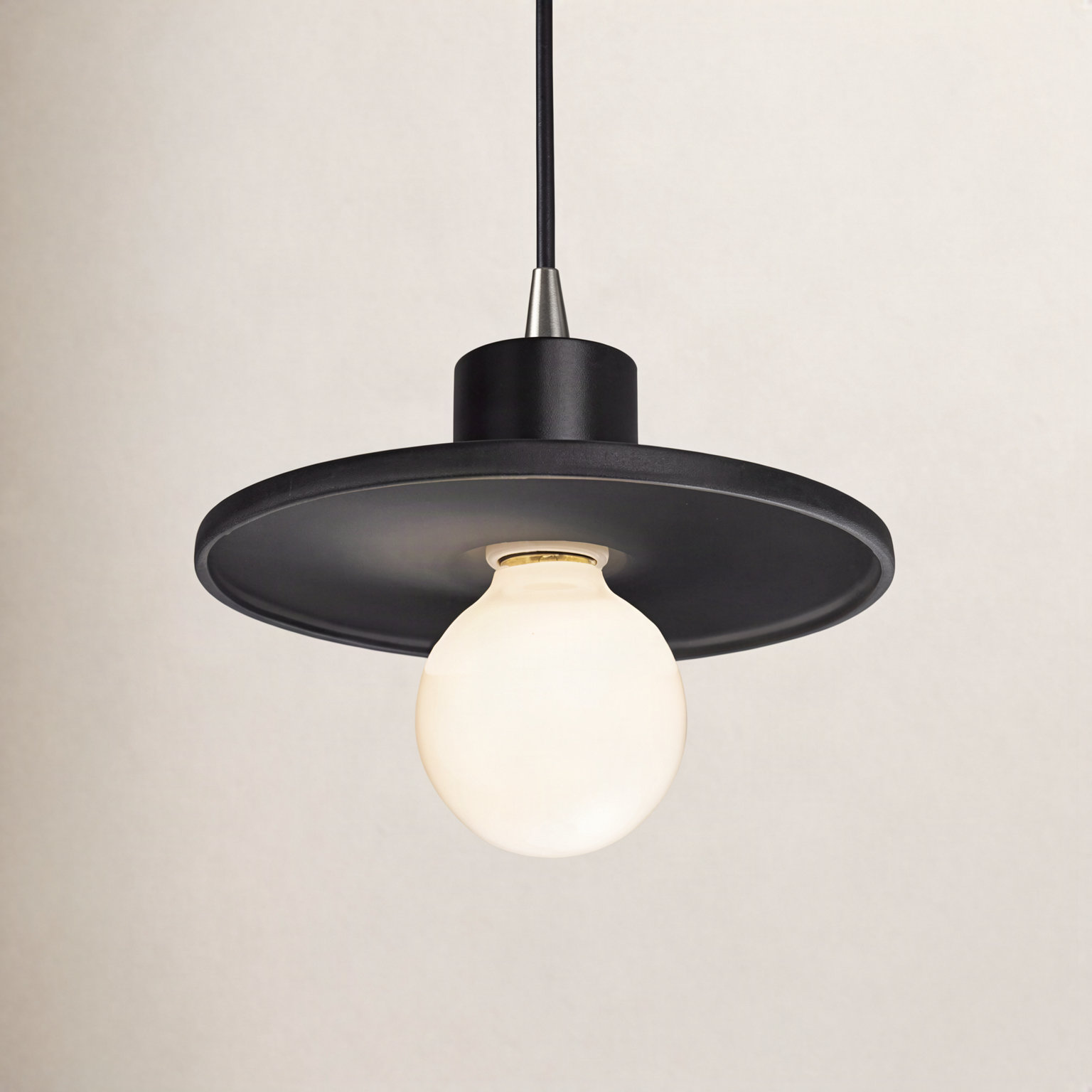 Marlena Dimmable Single Light Pendant, Carbon Matte Black, Brushed Nickel