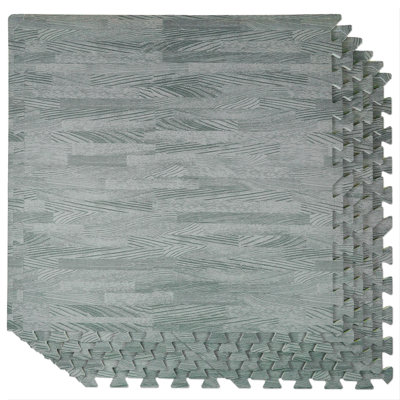 100 Sqft 3/8" Wood Grain Foam Mat Interlocking Tile Flooring