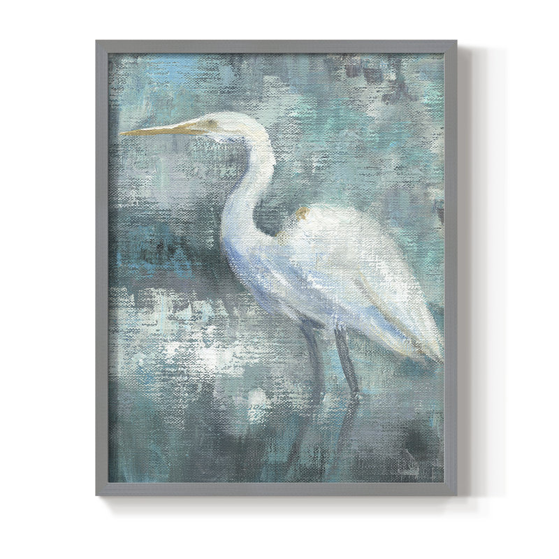 Coastal Egret II Framed Print - Solid Wood, H 30 po x l 24 po, Gris