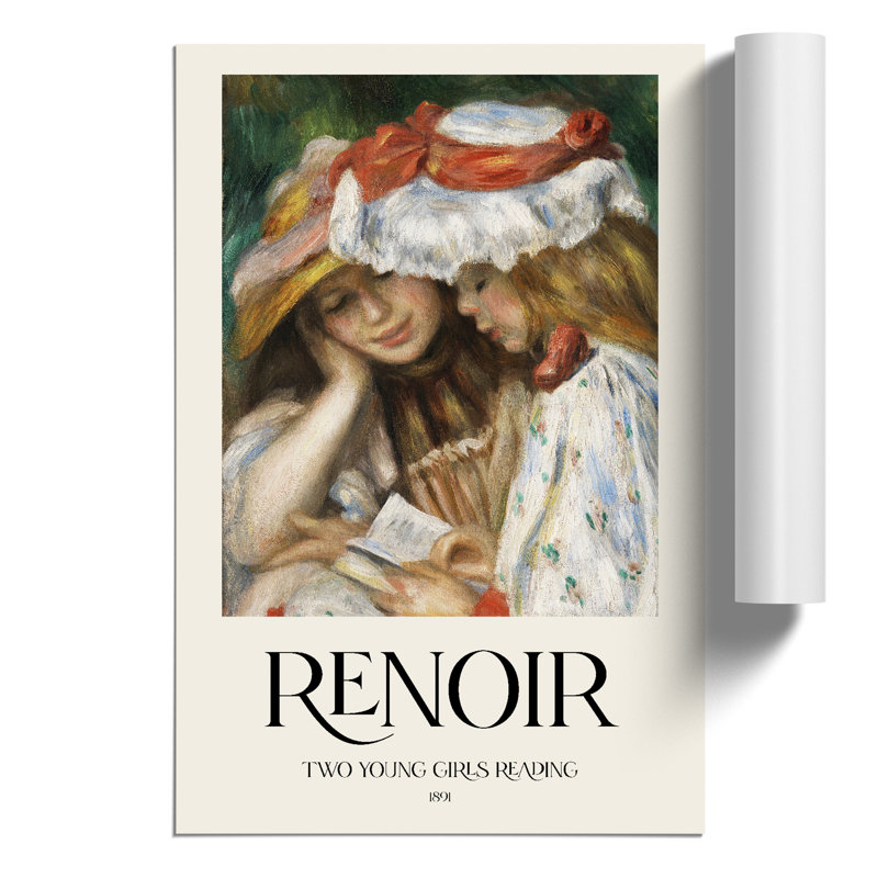 Two Girls Reading by Pierre-Auguste Renoir - 1 Piece Painting, 30cm H x 21cm Wx 0.1cm D