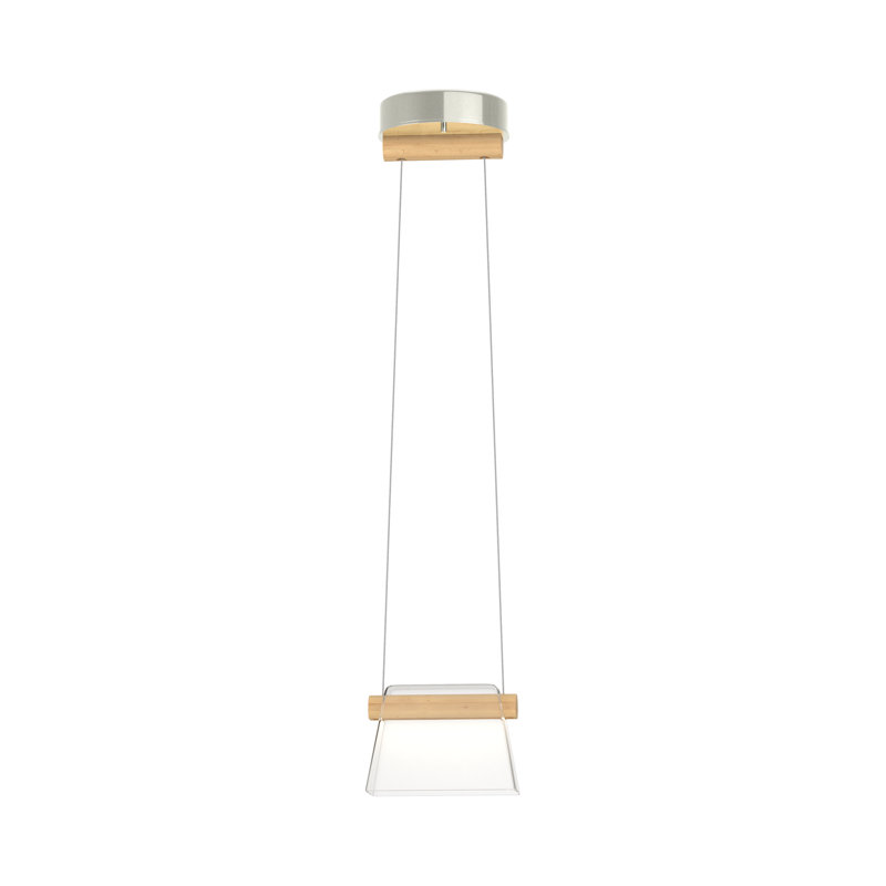 Luminaire suspendu 1 lumière DEL Cowbell, Verre givré, Sterling