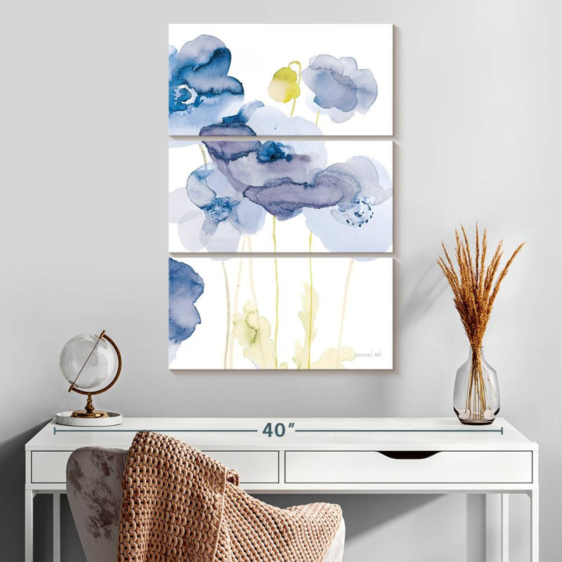 Coquelicots délicats Avery II - bleu, H 32 po x l 20 po