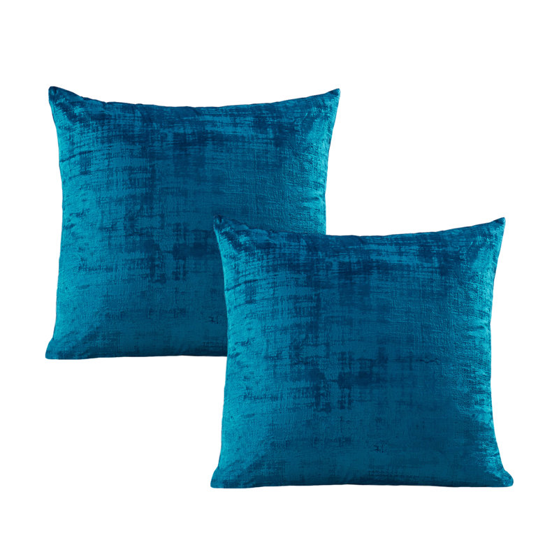 Textured Velvet Euro Reversible Pillow Cover, Majolica Blue