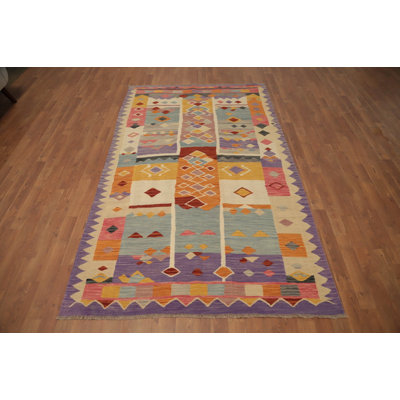 Southwestern Inspired Geometric Design Kilim Area Rug 5x8