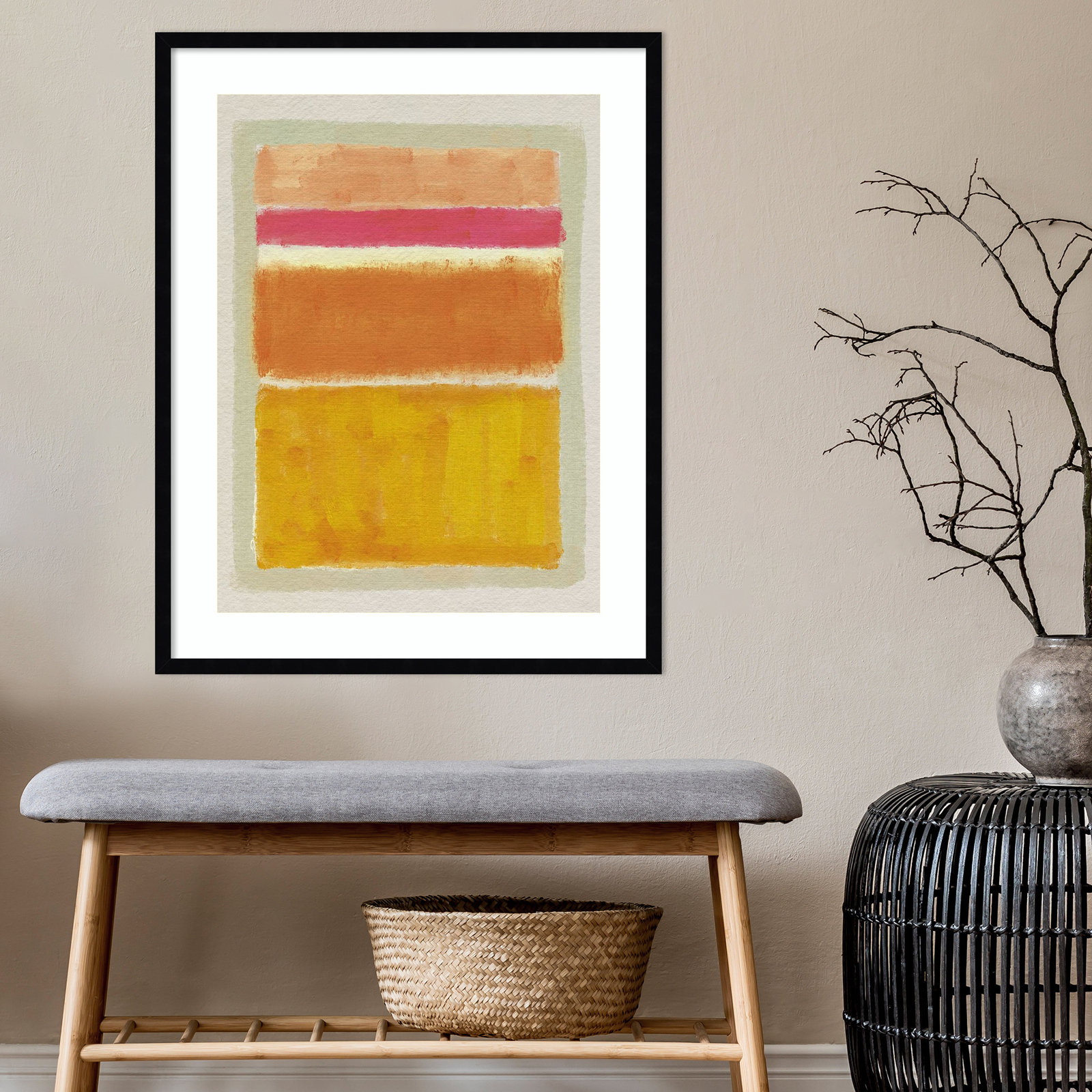 Muscat "Rothko Inspired Tonescape I" Print, 33" H x 26" W x 1" D, Black