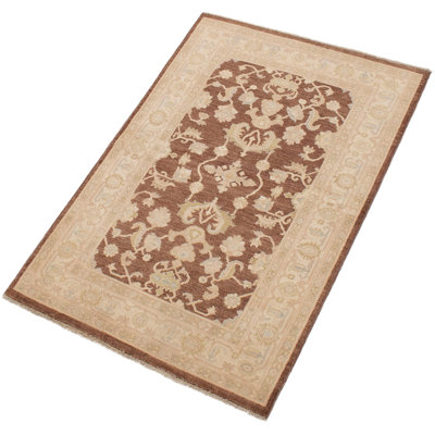 Brimson One-of-a-Kind 4'1" x 6' 2010s Rectangle Wool Area Rug in Beige and Brown